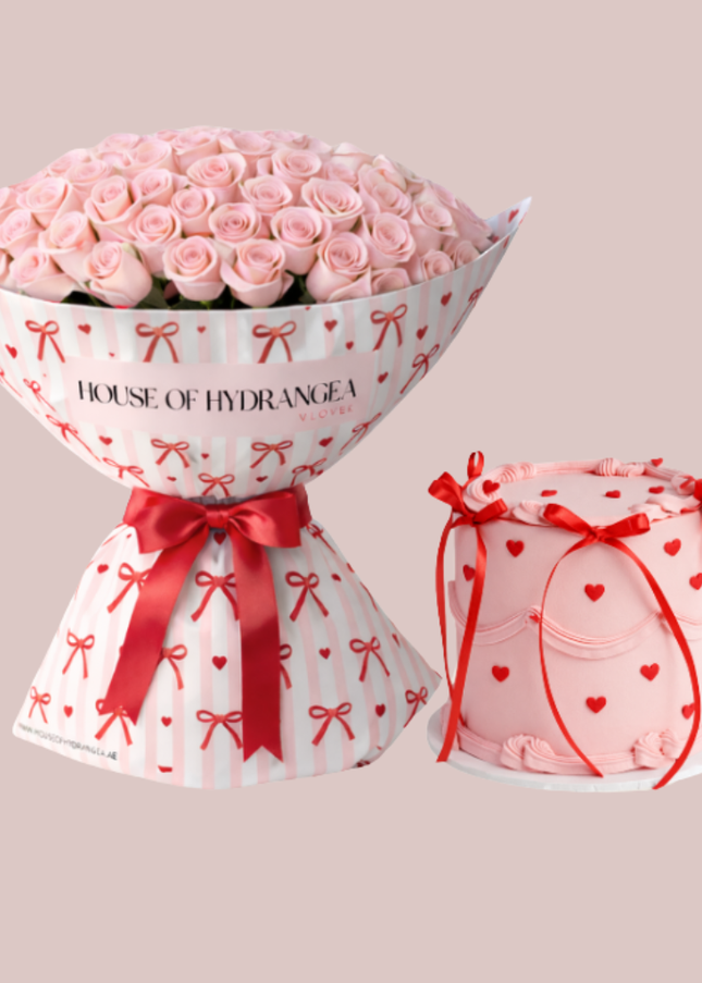 100 Pink rose - cake bundle