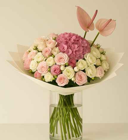 VIOLA FLOWER VASE – Pink & White | Online Flower Shops Dubai