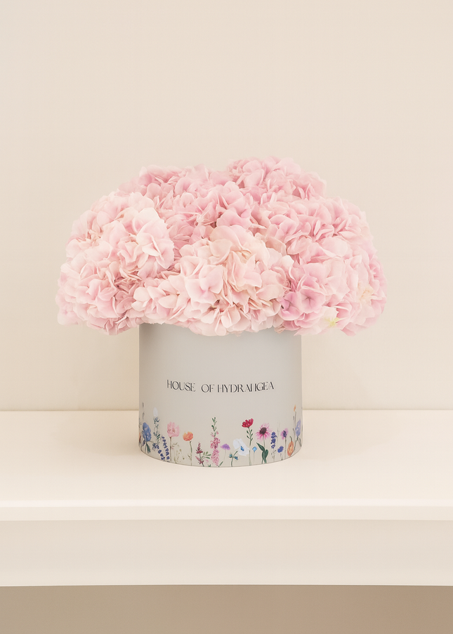 Pink Hydrangeas Box Flowers | Elegant Gift | Flower Delivery Dubai UAE