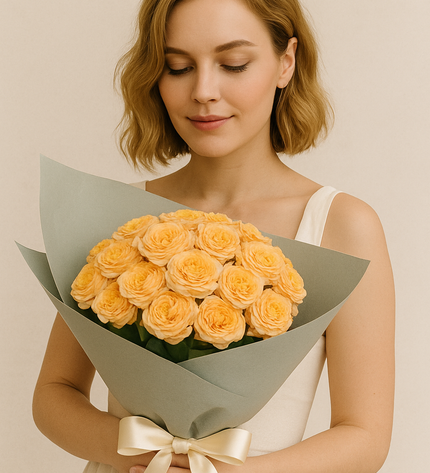 Peach Petit Bouquet Roses Flowers | Bride Flower Bouquet Dubai Gift