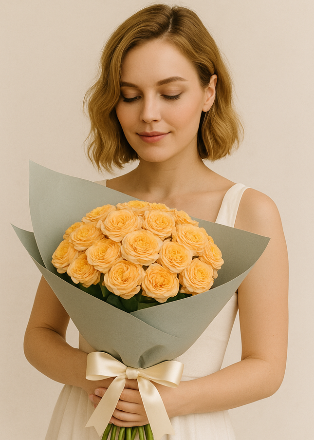 Peach Petit Bouquet Roses Flowers | Bride Flower Bouquet Dubai Gift