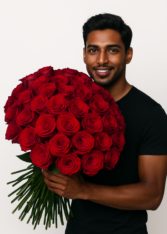 50 Premium Roses | Hand Tied Bouquet | Red Roses Gift | Flower Delivery Dubai