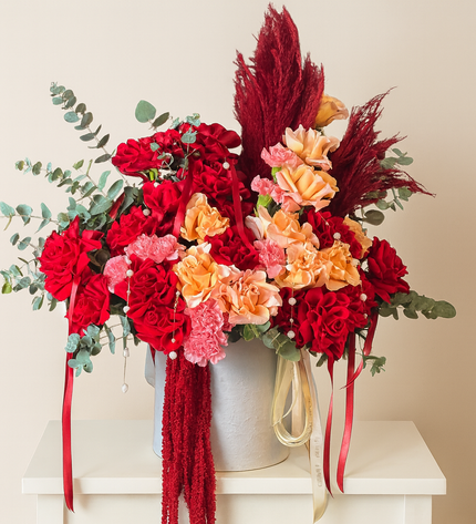 Luxury Roses Velvet Red Flowers Handcrafted Box | Online Roses Delivery Dubai