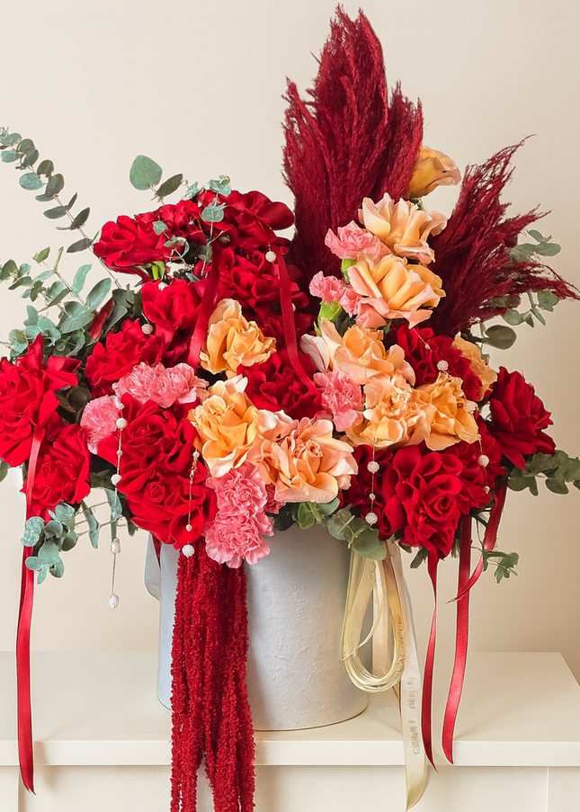 Luxury Roses Velvet Red Flowers Handcrafted Box | Online Roses Delivery Dubai