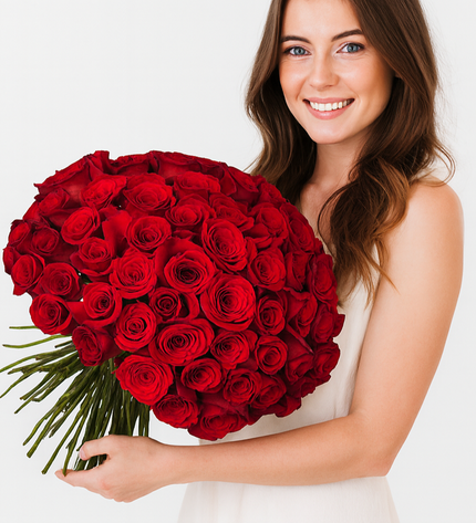 50 Premium Roses | Hand Tied Bouquet | Red Roses Gift | Flower Delivery Dubai