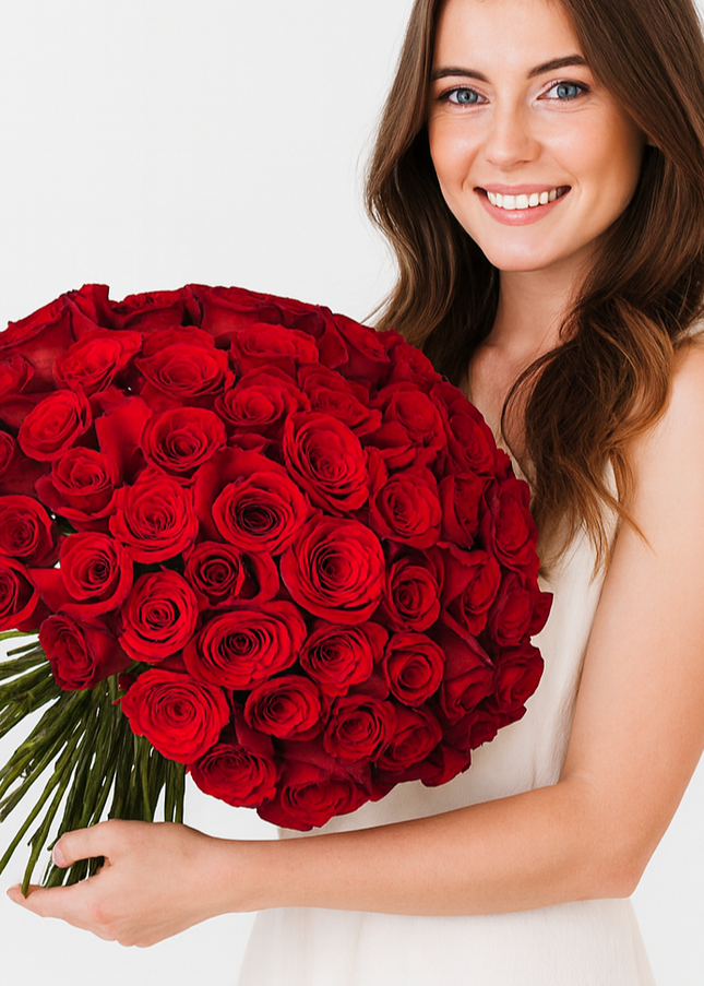 50 Premium Roses | Hand Tied Bouquet | Red Roses Gift | Flower Delivery Dubai