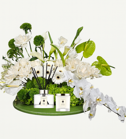 Peony Blush Flowers – White Roses & Green Hydrangea | Flowers to Dubai Online