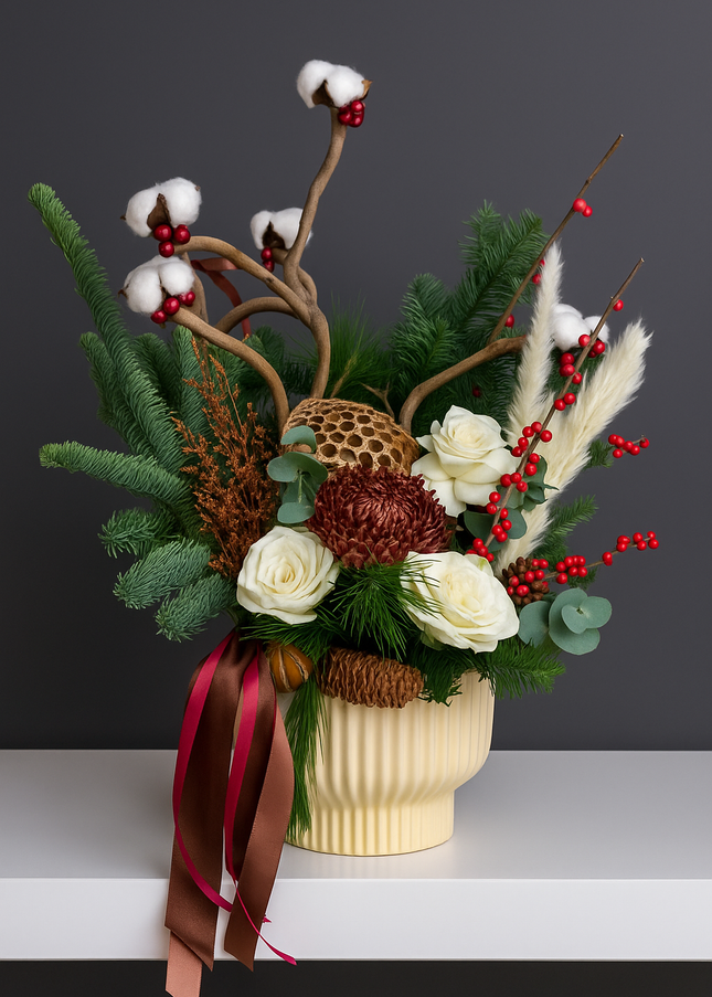 RED BERRIES MEDIUM VASE