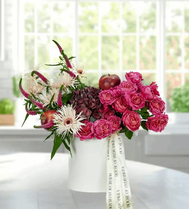 Autumn Apple Aura – Fresh Flower Box with Apples  Warm Tones |Dubai Order Flowers