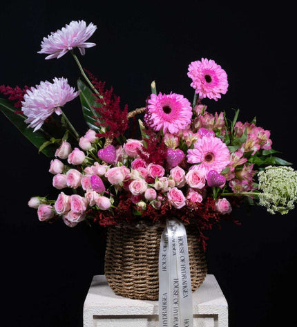 Basket of Pink Flowers  Fresh Pink Basket Arrangement Gift Fresh Flower Delivery