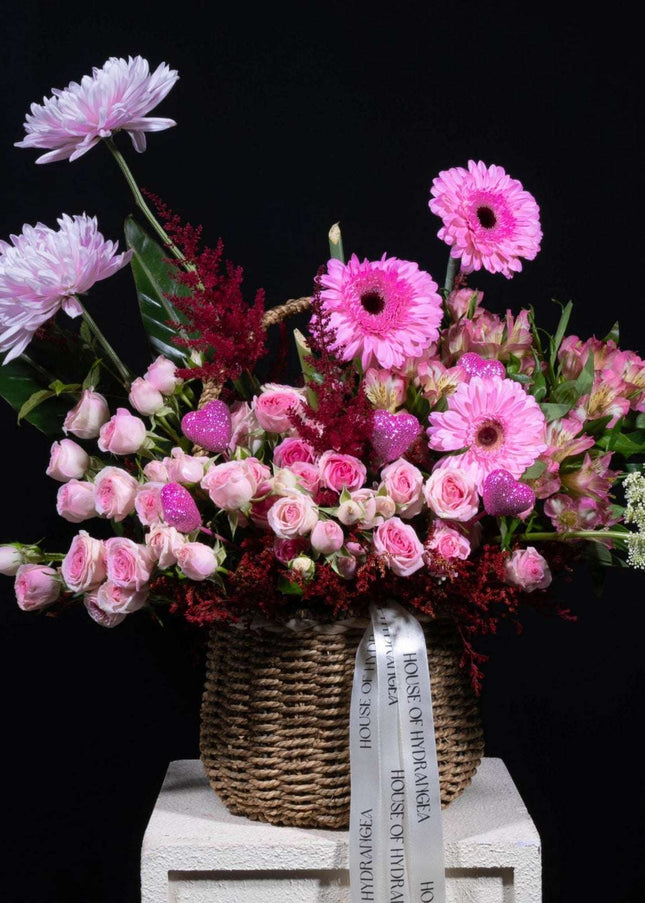 Basket of Pink Flowers  Fresh Pink Basket Arrangement Gift Fresh Flower Delivery
