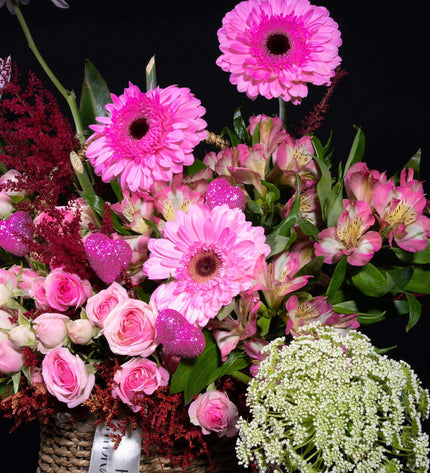 basket of pink flowers fresh flower delivery 2