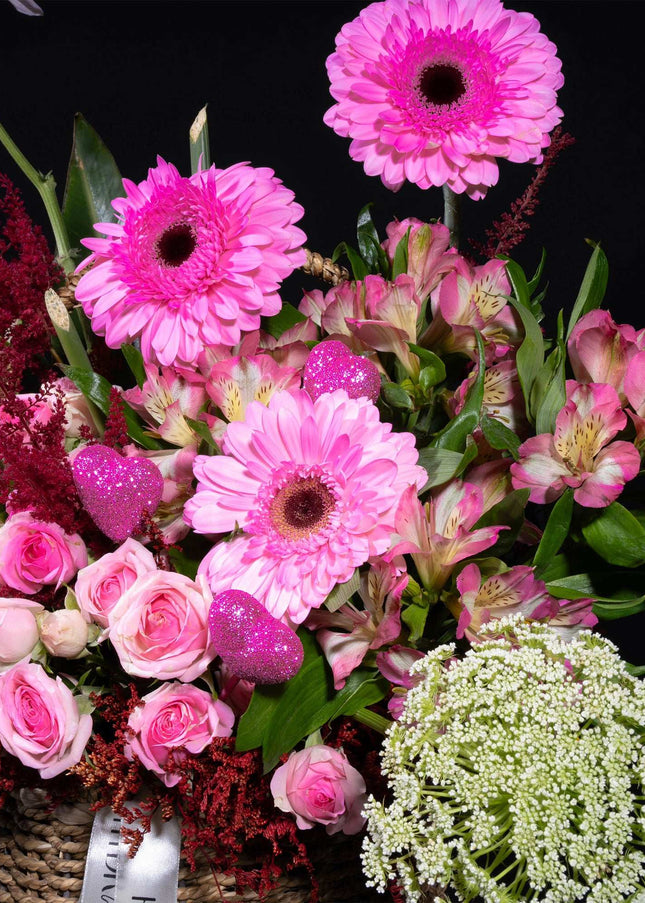 basket of pink flowers fresh flower delivery 2