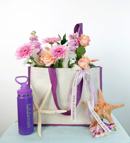 Lavender Beach Hydrate Flowers Peach Roses Pink Gerbera Flower Service Dubai