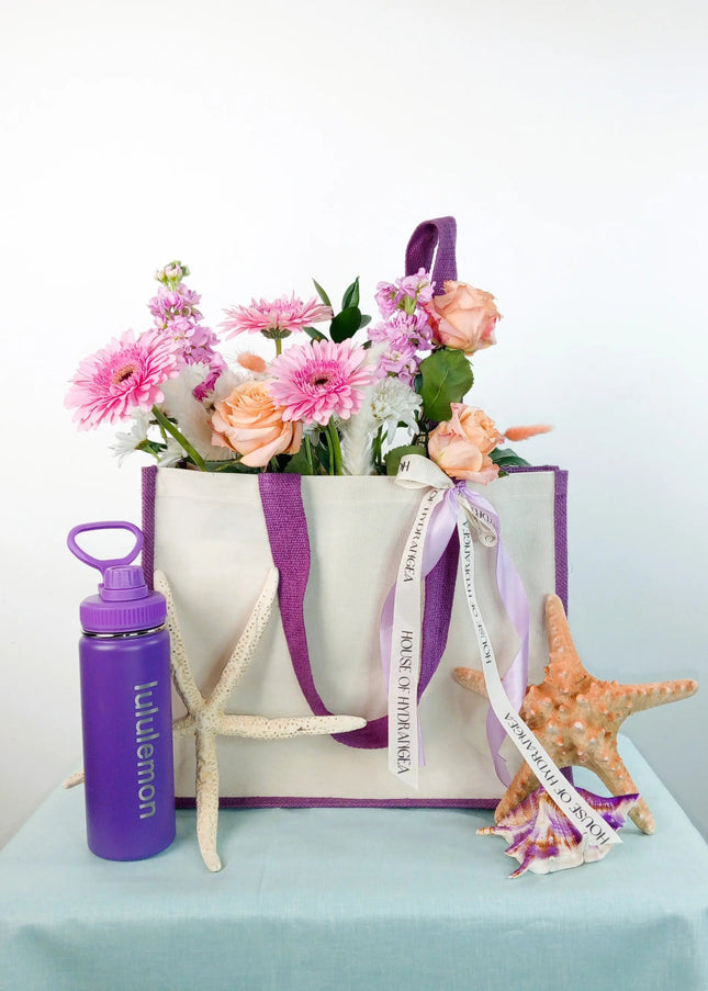 Lavender Beach Hydrate Flowers Peach Roses Pink Gerbera Flower Service Dubai