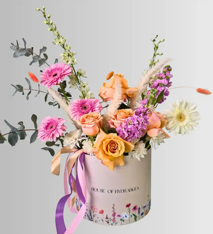 lavender pink gerbera peach roses flower shop dubai