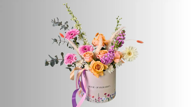 lavender pink gerbera peach roses flower shop dubai