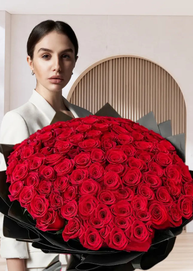 Luxury 100 Red Roses Flowers Bouquet  Best Online Flower Delivery Dubai