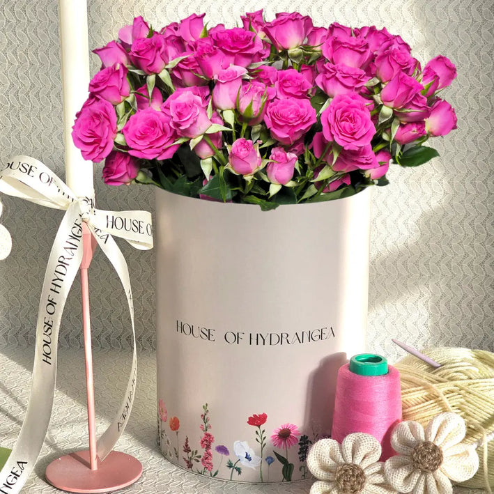 luxury cerise flowers rose box flower arrangements