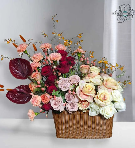 Luxury Pumpkin Spice Flowers  Pink & Lemon Roses  Best Online Flower Delivery Dubai