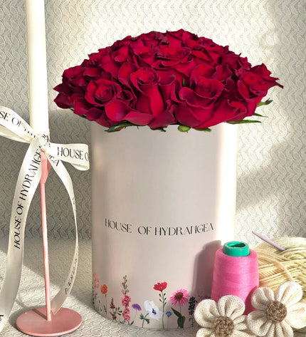 Luxury Roses Velvet Red Flowers Handcrafted Box  Online Roses Delivery Dubai