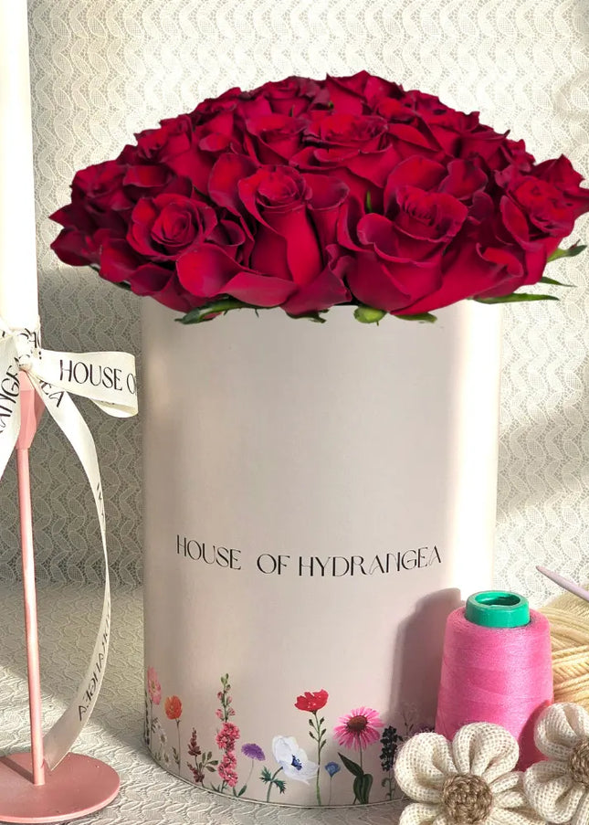 Luxury Roses Velvet Red Flowers Handcrafted Box  Online Roses Delivery Dubai
