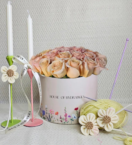 Palmer Luxury Peach Roses Box Perfectly Best Flower Delivery Service In Dubai