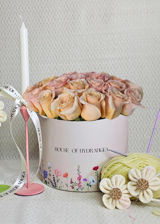 Palmer Luxury Peach Roses Box Perfectly Best Flower Delivery Service In Dubai
