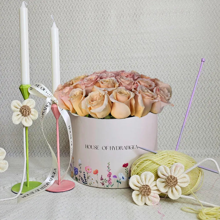 Palmer Luxury Peach Roses Box Perfectly Best Flower Delivery Service In Dubai