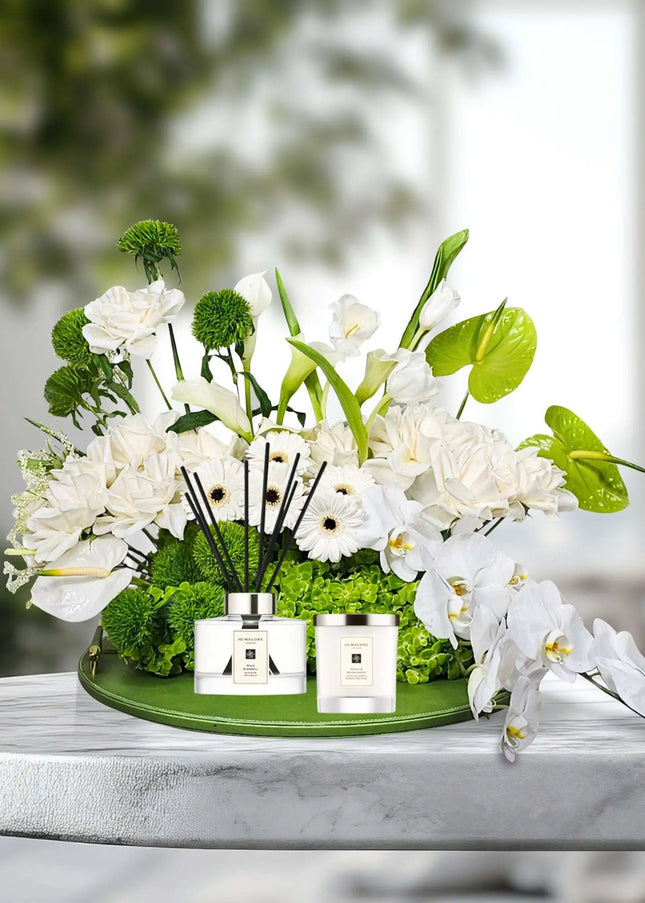 Peony Blush Flowers  White Roses & Green Hydrangea  Flowers to Dubai Online
