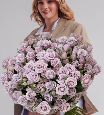 Pink Petit Peach & White Roses Flowers  Delphinium  Same Day Florist Dubai