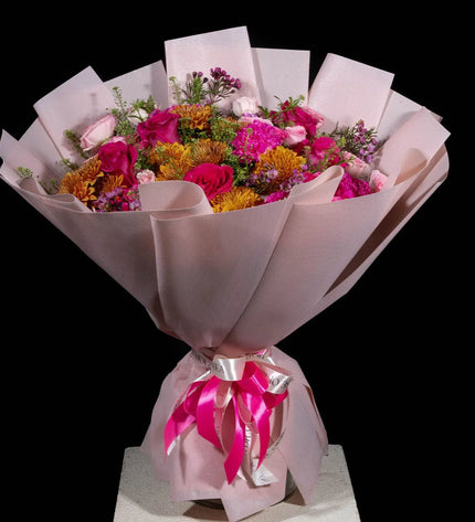 Pretty & Pink – Roses, Peonies, Bouquet  | Anniversary Flower Gift Dubai