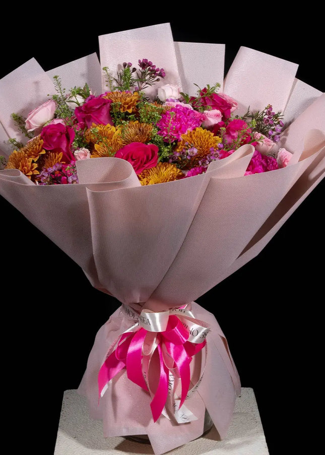 Pretty & Pink – Roses, Peonies, Bouquet  | Anniversary Flower Gift Dubai