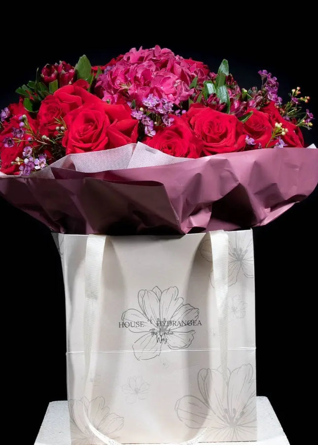 Romance Hydrangea  Pink Roses Flowers Pink Elegant Flower Bouquet
